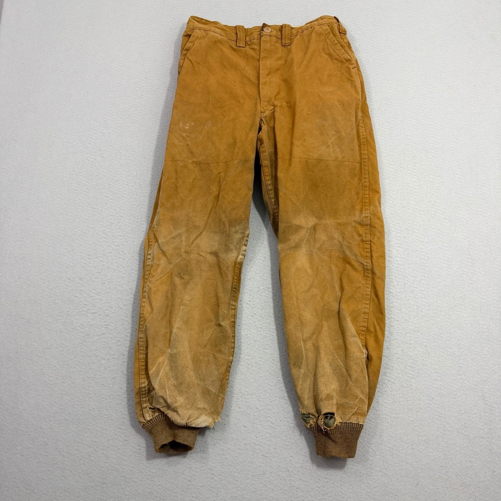Vintage Saf Bak Hunting Pants 29x29 Brown Canvas Duck Field Trousers Distressed